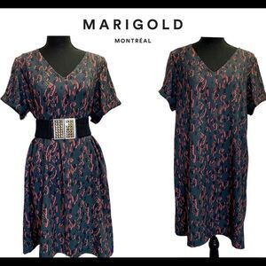 MARIGOLD animal snake print short sleeve shift dress Sz M